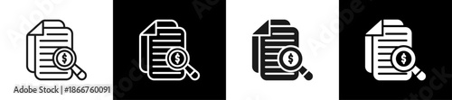 Audit Report Line N Glyph Icon Style In White And Background