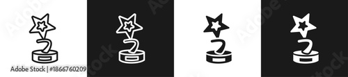 Star Trophy Line N Glyph Icon Style In White And Background