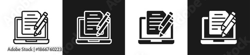 Blog Review Line N Glyph Icon Style In White And Background
