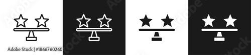 Compare Ratings Line N Glyph Icon Style In White And Background