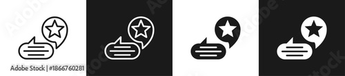 Speech Bubble Stars Line N Glyph Icon Style In White And Background