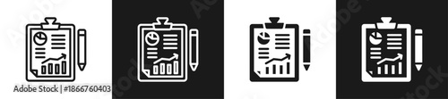 Detailed Report Line N Glyph Icon Style In White And Background