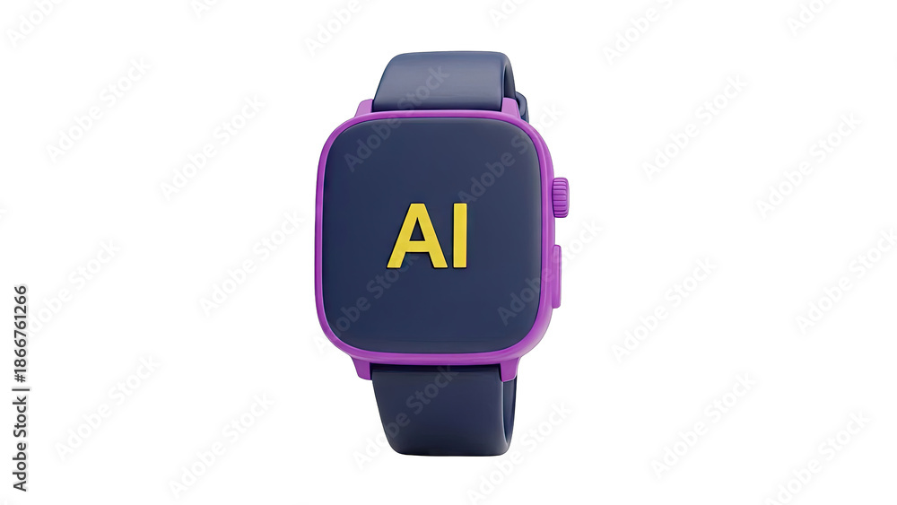Naklejka premium Smartwatch with AI logo