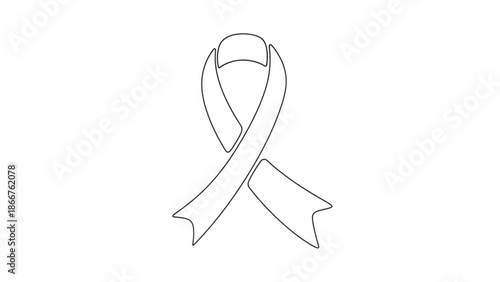 A minimalist vector graphic illustration of a ribbon symbolizing awareness and support