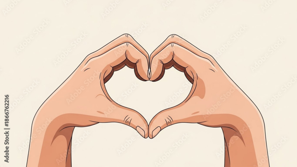 Obraz premium Hands forming a heart shape against a neutral background