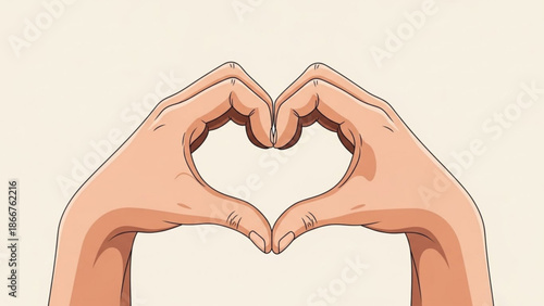 Hands forming a heart shape against a neutral background