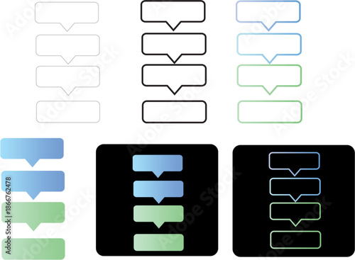 Modern Step-by-Step Process Infographic Vector Set with Blue and Green Gradient Design for Visualizing Workflows and Data Sequences