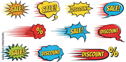 Dynamic Sale and Discount Badges Set for Promotional Design and Marketing Materials