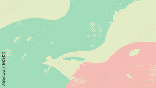 Soft Abstract Background with Gentle Organic Shapes in Pastel Green, Pink, and Beige Tones, Modern Artistic Texture.