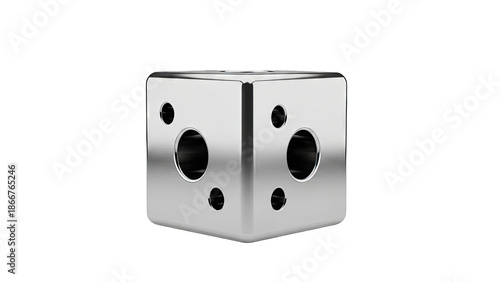 Polished Metal Cube with Circular Cutouts