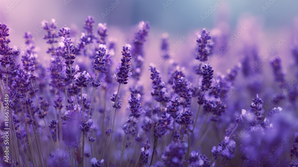 Fototapeta premium Blurred Lavender Field Background with Purple Violet Soft Focus.
