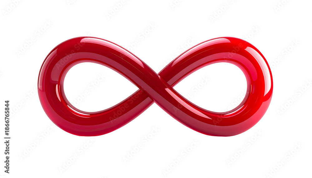 Naklejka premium Glossy, red infinity symbol against a black background