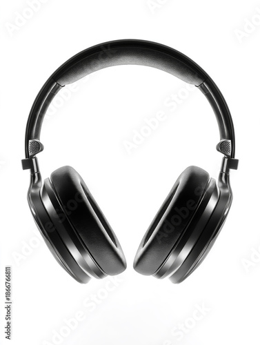 Black over ear headphones isolated on white background AI generated