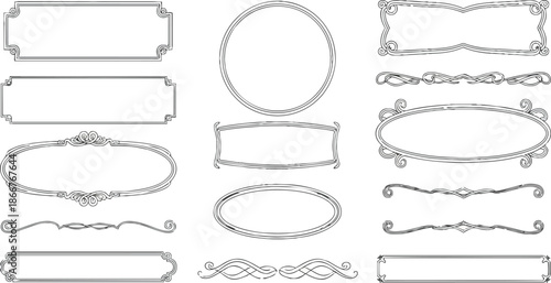 Collection of ornate decorative frames and borders in vintage style.