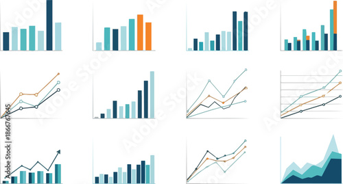 Collection of diverse business and financial charts and graphs.
