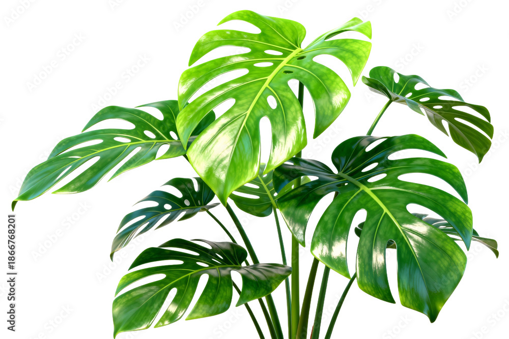 Naklejka premium Monstera Deliciosa Plant with Large Green Leaves