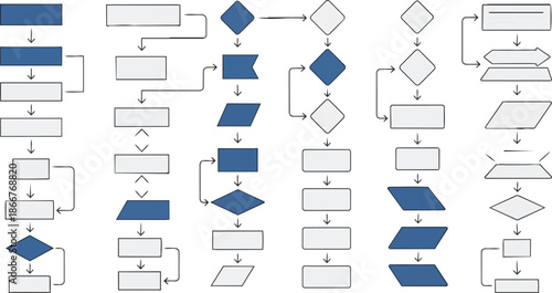 Collection of Flowchart Symbols and Diagrams.