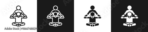 Yoga Teacher Line N Glyph Style In White And Black Background