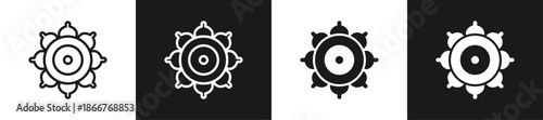 Chakra Balance Line N Glyph Style In White And Black Background