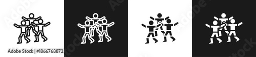 Mindful Movement Line N Glyph Style In White And Black Background