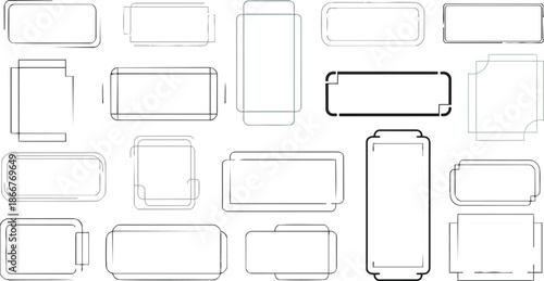 Collection of Various Rectangular and Cylindrical Outline Shapes.