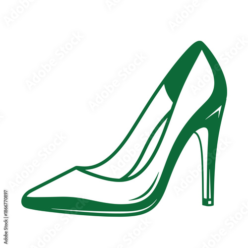 green high heel shoe fashion footwear accessory for women  stylish elegant design