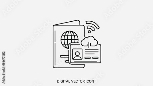 Digital Identity and Travel Document Icon.