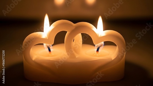 Wallpaper Mural Three Heart-Shaped Candles with Soft Glow in a Serene Environment Torontodigital.ca