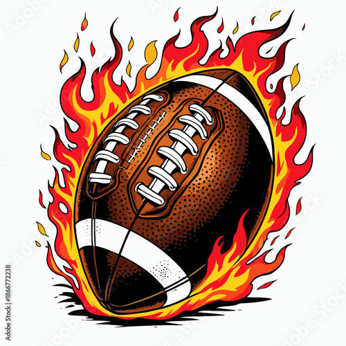 vector image of a fiery American football