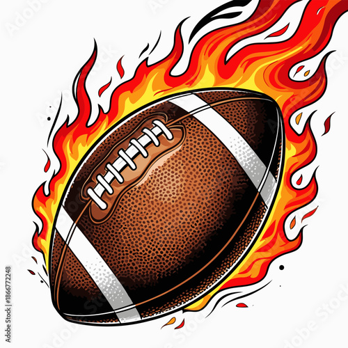 vector image of a fiery American football
