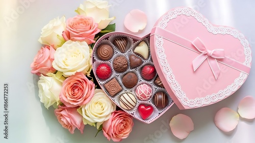 Wallpaper Mural Heartfelt Valentine's Day Celebration with Chocolates and Roses on a Soft Focus Background Torontodigital.ca