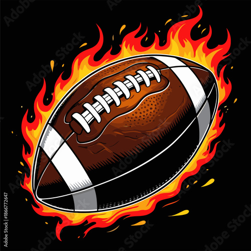 vector image of a fiery American football