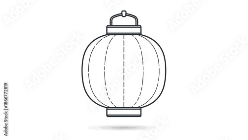 Minimalist vector outline illustration of a traditional oriental paper lantern, perfect for conveying cultural celebration and festive ambiance