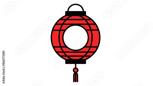 Festive Red Chinese Lantern with Decorative Tassel - Traditional Asian Illumination Symbol