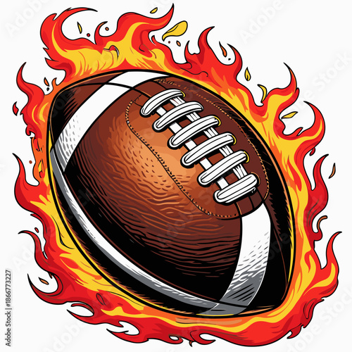 vector image of a fiery American football