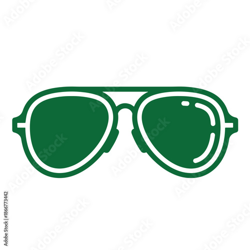 Green sunglasses icon with white outline on white background