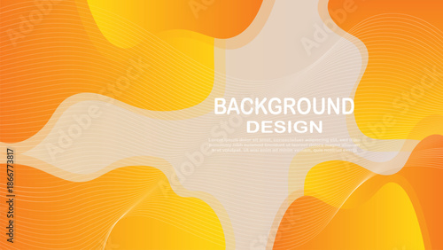 Orange abstract background design with flowing organic shapes and soft wave lines