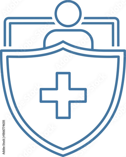 Health Insurance Shield Protection Medical Cross Icon.