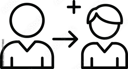 Icon representing adding a new person to a group.