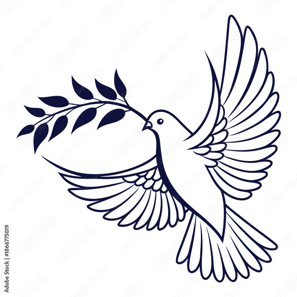 Obraz premium Dove carrying olive branch