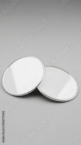 3D Mockup of Blank Round White Enamel Pins, Lapel Badge Set