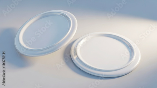 3D Mockup of Blank Round White Enamel Pins, Lapel Badge Set