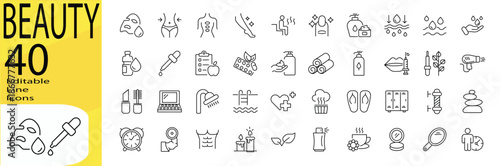 Beauty icon set. Editable stroke.