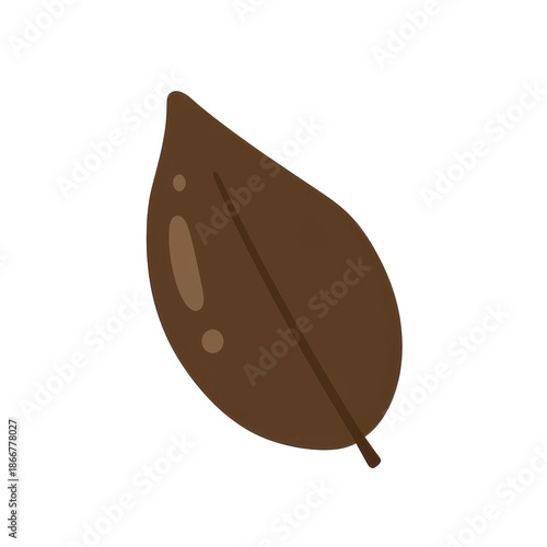 Simple illustration of a brown autumn leaf isolated on white background