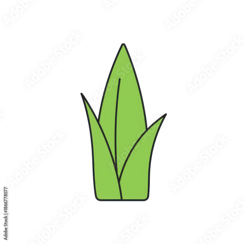 Simple cartoon illustration of a single green plant isolated on white background