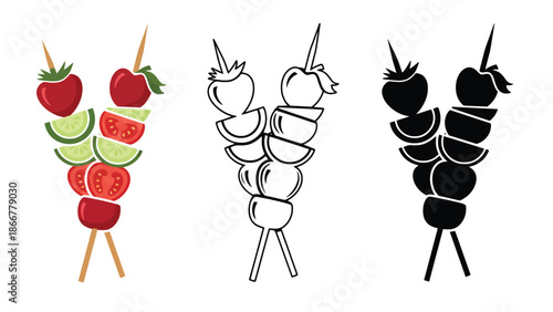 Colorful fruit skewers in vibrant modern designs