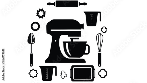 Baking essentials icons for culinary designs and recipes