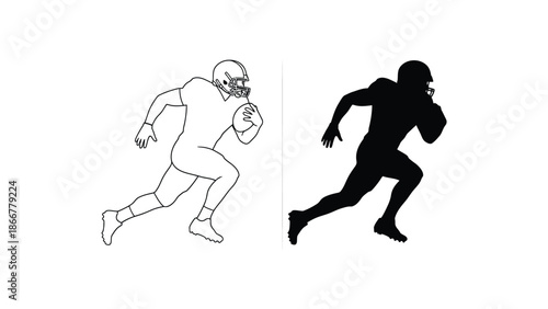 American football players in dynamic running poses