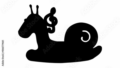 Snail with rabbit ears and treble clef on back