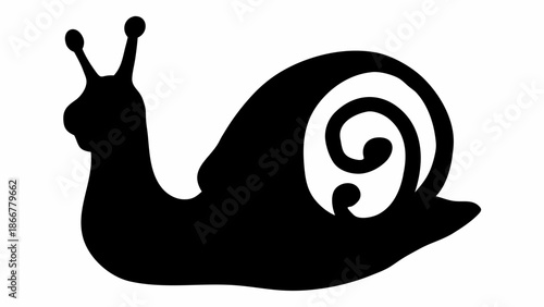 Modern black silhouette of a snail with spiral shell